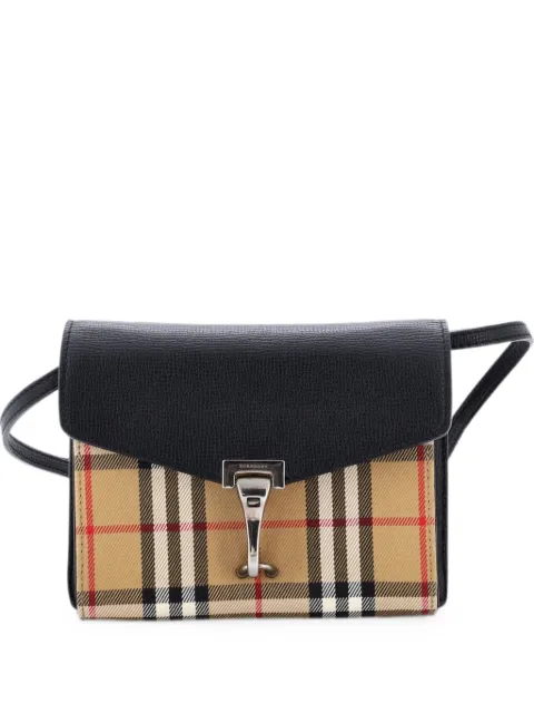 Burberry Pre-Owned Macken Leather and Vintage Check Canvas Baby crossbody bag Black UJNG1JDDHKO6S8T2