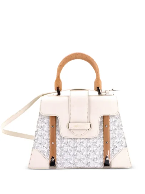 Goyard Pre-Owned Saigon Top Handle Bag Coated Canvas with Leather PM satchel White UDIP4HIGDQSVX5GJ
