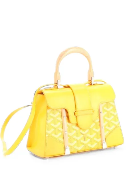 Goyard Pre-Owned Structured Saigon Top Handle Bag Coated Canvas with Leather Mini satchel Yellow U5RX2Q3SHHANMCXY