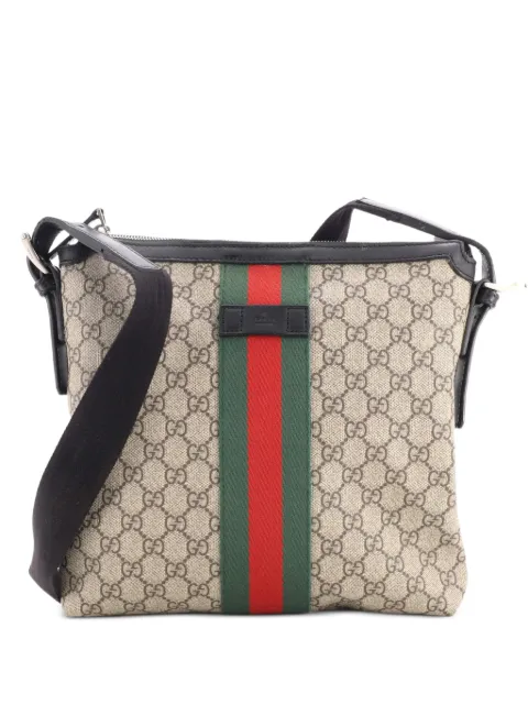 Gucci Pre-Owned Web Messenger Bag GG Coated Canvas Medium crossbody bag Black SO888CBM1OYI9PD5