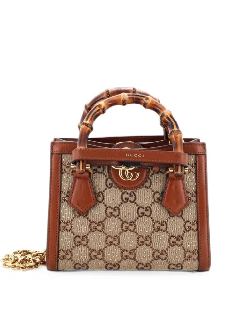 Gucci Pre-Owned Diana NM Bamboo Handle Crystal Embellished GG Canvas Mini tote bag Brown RP0G594NSQT42TXF