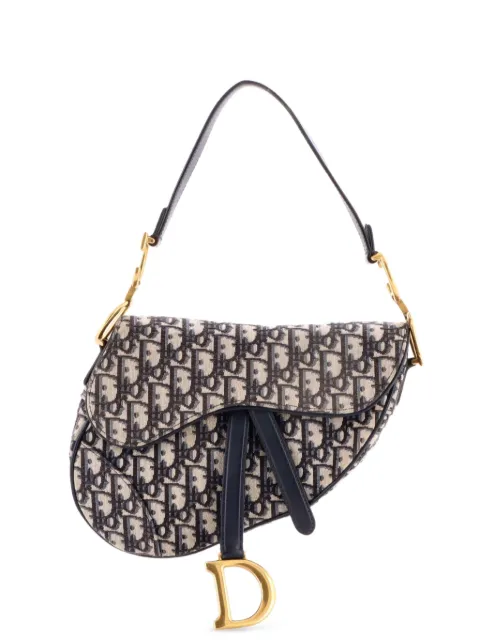 Christian Dior Pre-Owned Saddle Handbag Oblique Canvas Medium shoulder bag Blue 3GB4E40ACZ5FO9SO
