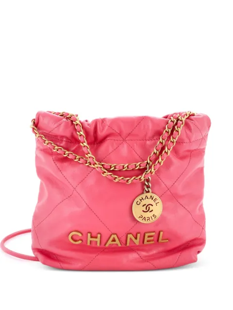 CHANEL Pre-Owned 22 Chain Hobo Quilted Calfskin Mini crossbody bag Pink 3FLXFD01KCYPVTXJ