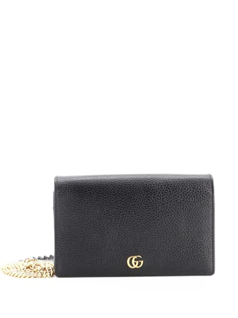 Gucci Pre-Owned Petite GG Marmont Chain Wallet Leather Mini crossbody bag Black 1BGNB8ZC738W8UQQ