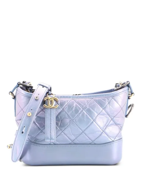 CHANEL Pre-Owned Gabrielle Hobo Quilted Iridescent Lambskin Small crossbody bag Blue 1RMYP5L5CKKI2H1J
