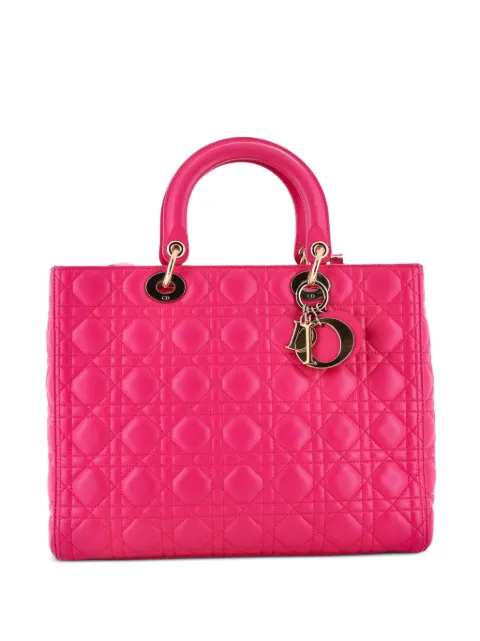 Christian Dior Pre-Owned Lady Dior Bag Cannage Quilt Lambskin Large tote bag Pink 0VP90LX4N0ZA7OCD