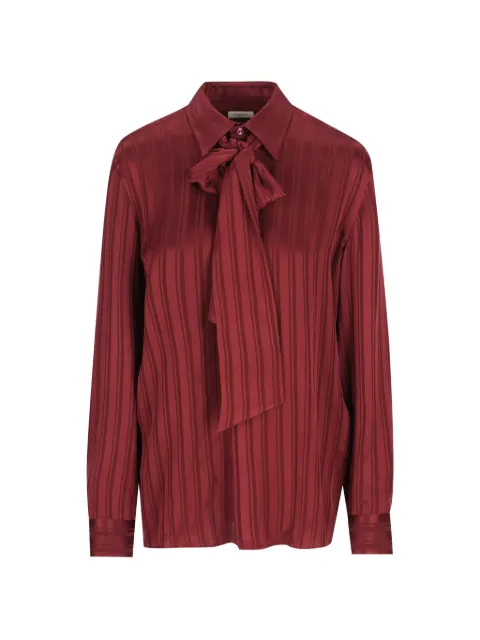 Saint Laurent Cassandre lavallière blouse in striped silk jacquard Red 838125Y142U