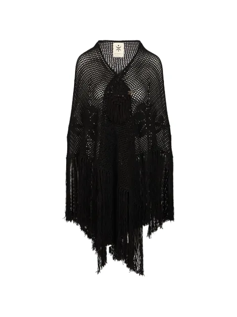 Chiara Is Rosa crochet fringed shawl Black SROS005SE