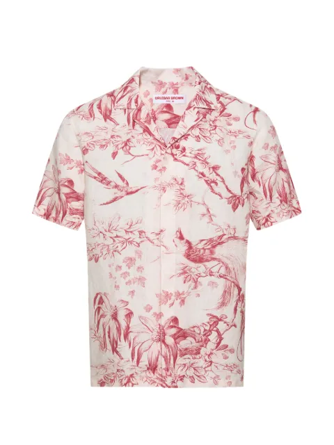 Orlebar Brown Maitan floral-print short-sleeved linen shirt Pink 282676