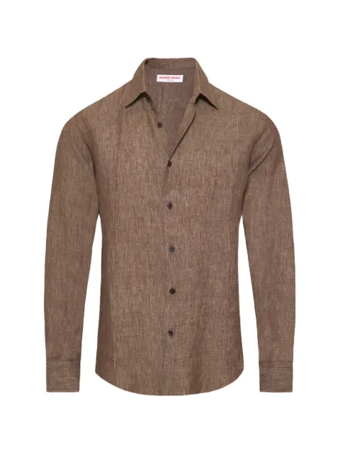 Orlebar Brown Giles textured-linen shirt Brown 282666