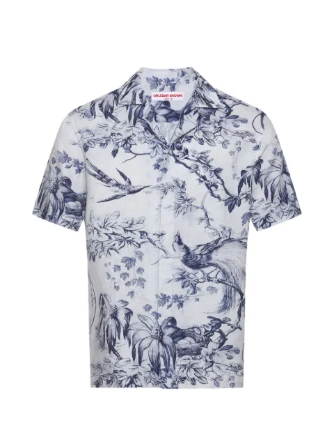 Orlebar Brown Maitan Zephra bird-print linen shirt Blue 282675