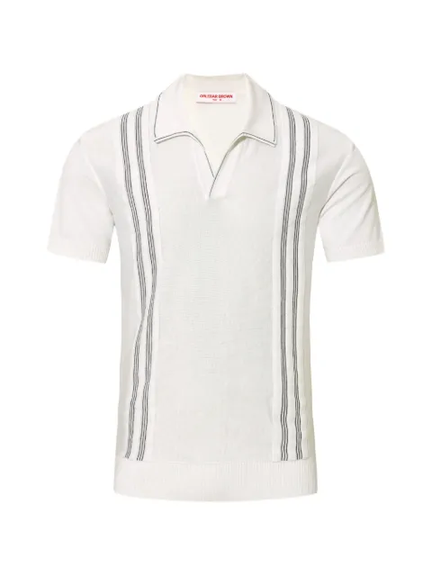 Orlebar Brown Horton stripe-detailing polo-collar T-shirt White 282637