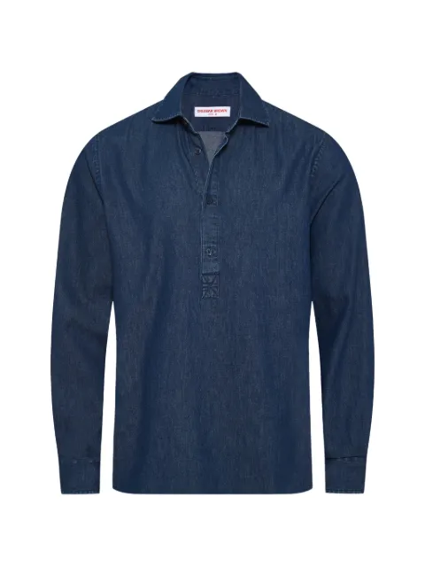 Orlebar Brown Cesare long-sleeved chambray polo shirt Blue 282683