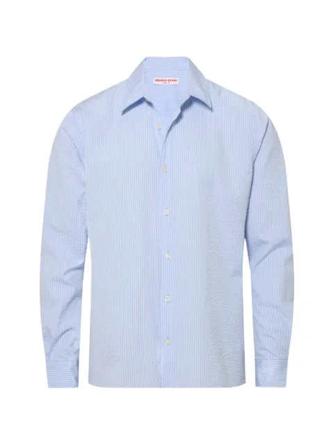 Orlebar Brown Justin seersucker-stripe shirt Blue 282672
