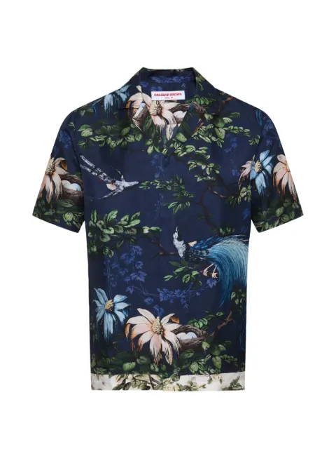 Orlebar Brown Maitan floral-print short-sleeved silk shirt Blue 282692