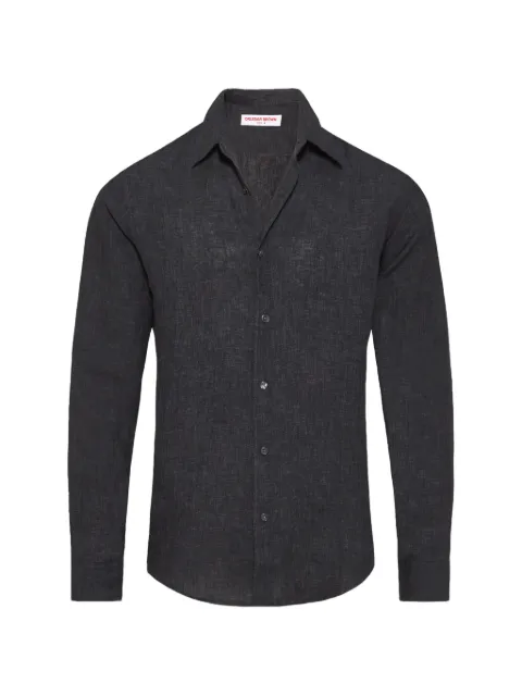 Orlebar Brown Giles stitched textured-linen shirt Grey 282667