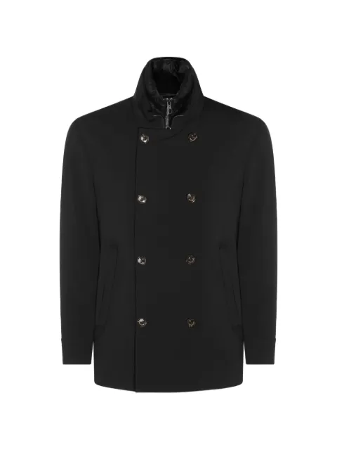 Montecore double-breasted high-neck coat Black F11MUCX52118599