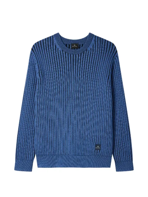 PS Paul Smith ribbed-knit logo-patch sweater Blue M2RA048W22763
