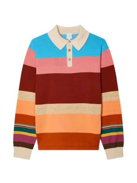 Paul Smith cotton-linen bold stripe rugby top Red M1R977ZW03160