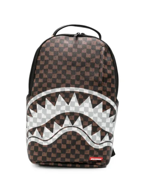 Sprayground Paris Fang check-print shark mouth backpack Brown 910B8552NSZ