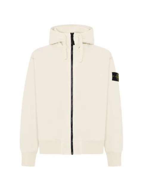 Stone Island 6100009 organic-cotton-fleece oversized-fit zip-up hooded sweatshirt with pockets Neutrals L2S156100009S0051