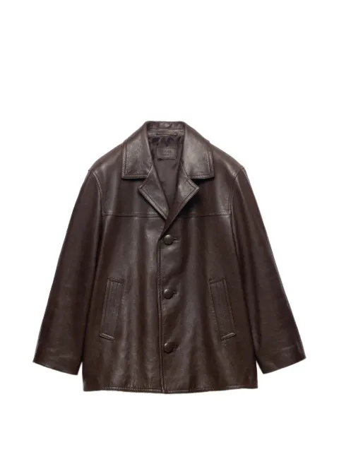 Prada nappa leather caban jacket Brown UPS715SOOO6559