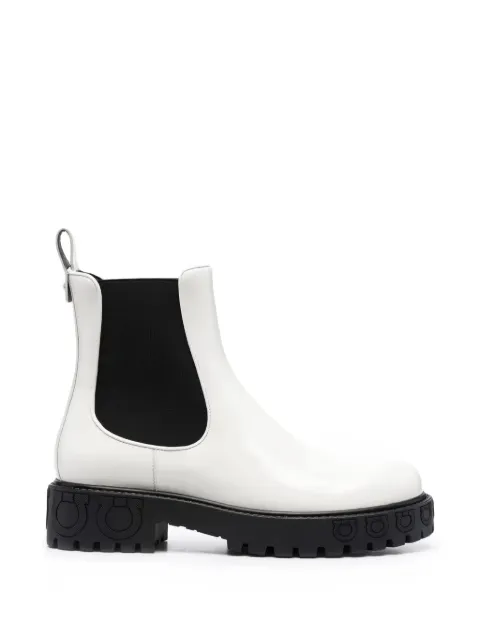Ferragamo Gancini lug-sole ankle boots White 751774