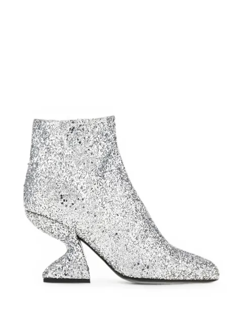 Ferragamo glitter-effect sculpted-heel ankle boots Silver 750823
