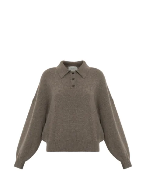 Lisa Yang Etta long-sleeve polo shirt Brown 20260540