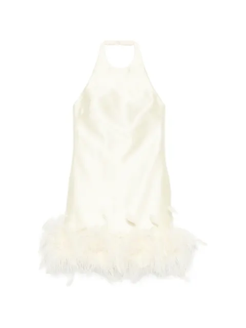 Self-Portrait feather-trim mini dress Neutrals AW26002S