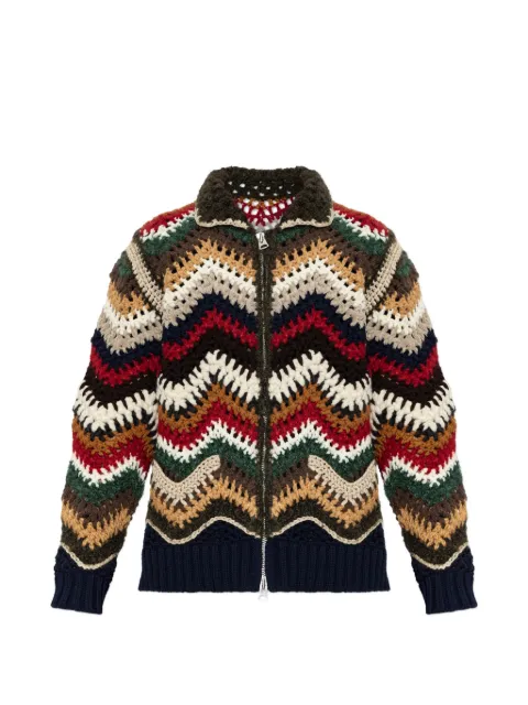 sacai crochet-knit chevron-pattern cardigan Neutrals 2604130M926