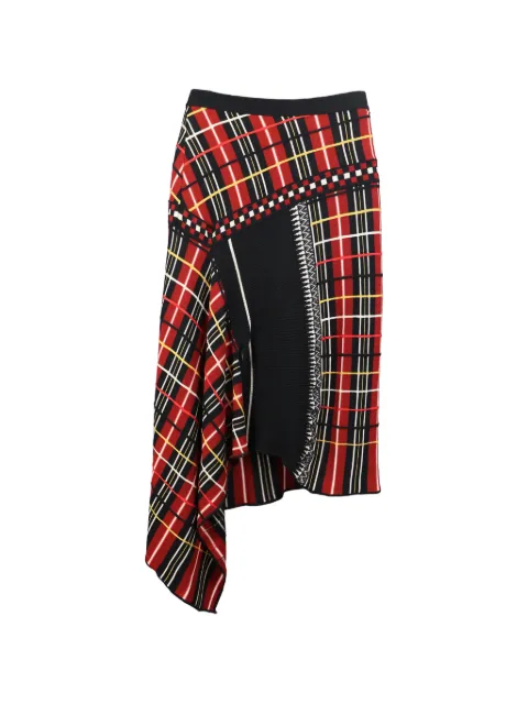 Jean Paul Gaultier Pre-Owned tartan asymmetric knit midi skirt Red HOLAJPG175