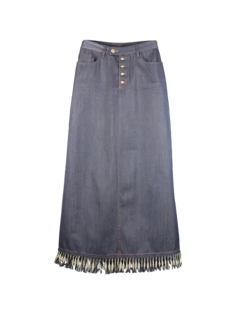Jean Paul Gaultier Pre-Owned fringed button-up maxi skirt Blue HOLAJPG172