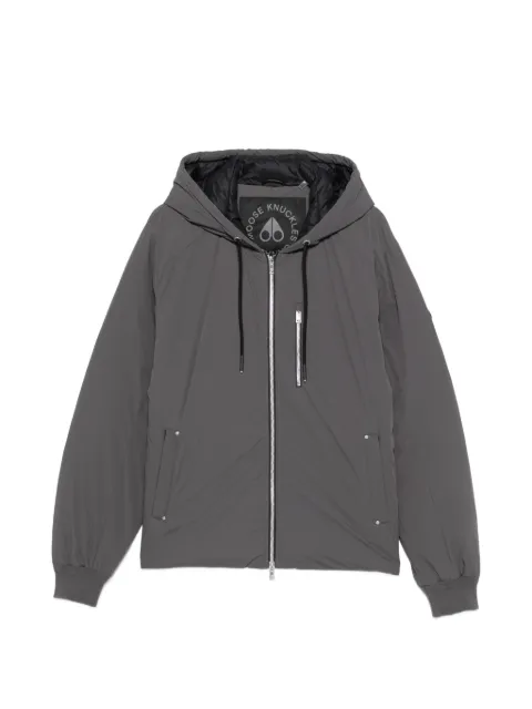 Moose Knuckles drawstring-hooded logo-patch jacket Grey M35MJ210