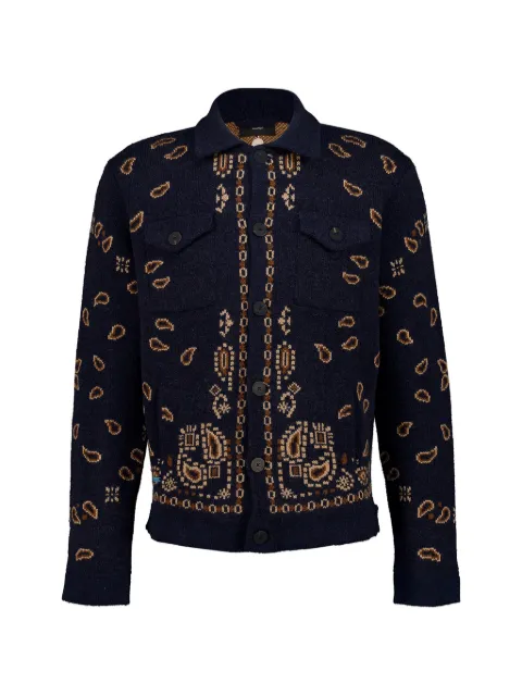 Alanui Bandana jacquard jacket Blue LMHQ007E26KNI0014684