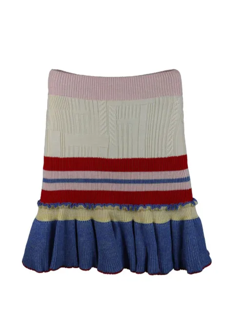 Alexander McQueen ruffle-trim cable-knit midi skirt Neutrals HOLAMCQ120