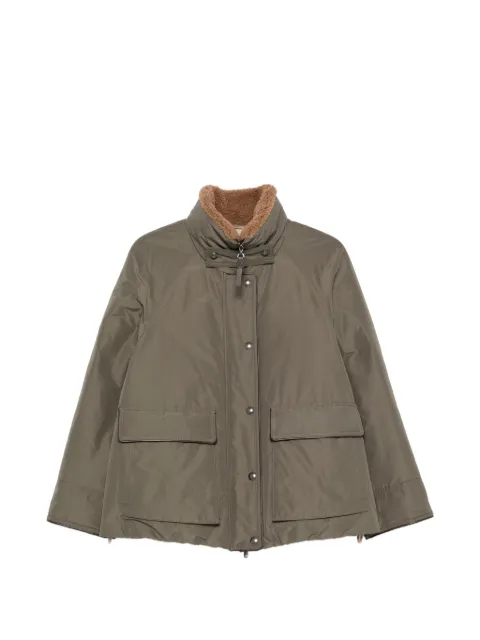 Brunello Cucinelli shearling-collar press-stud jacket Green MH5253658C038
