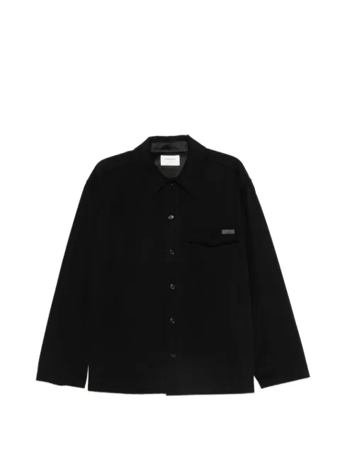 Saint Laurent logo-plaque chest-pocket shirt Black 873919Y1O39