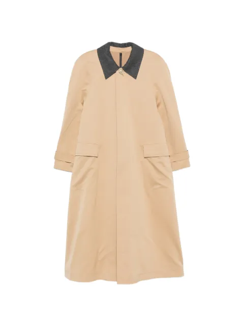 Carven contrasting-collar storm-flap coat Neutrals 6262K21019
