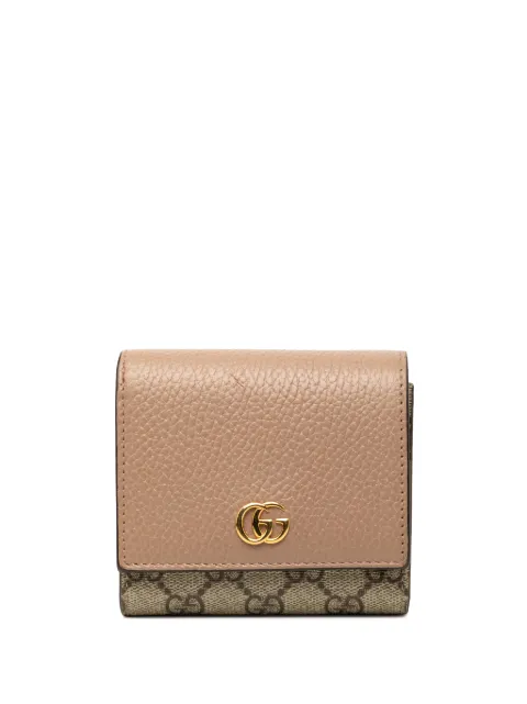 Gucci Pre-Owned 2016-2026 Bicolor GG Marmont Calfskin and GG Supreme Wallet small wallets Neutrals V4KL3OXSOMAXGSQY