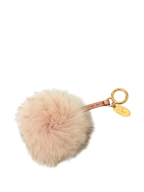 Fendi Pre-Owned 2000-2026 Fox Fur Pompom Selleria Bag Charm key chain Pink PDS80XURQ37EOR8F