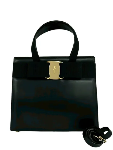 Ferragamo Pre-Owned 1990-2000 Leather Vara Bow satchel Black NDX9RAEQJ1U1QDVJ