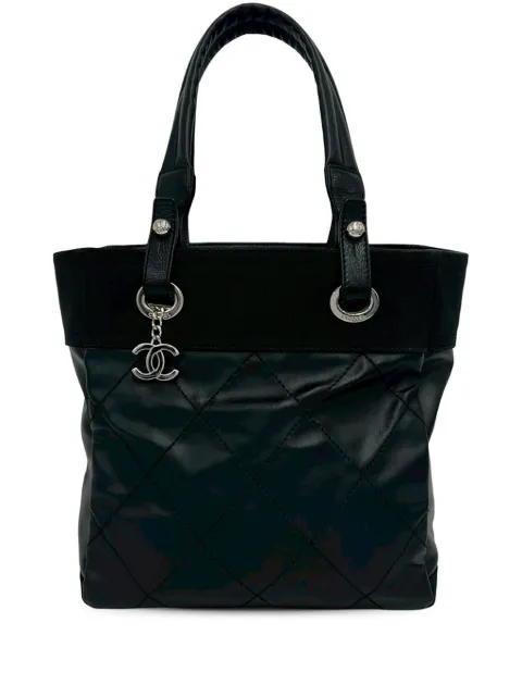 CHANEL Pre-Owned 2014 Small Quilted Coated Canvas Paris Biarritz tote bag Black I1OY5T12PUCYDA6X