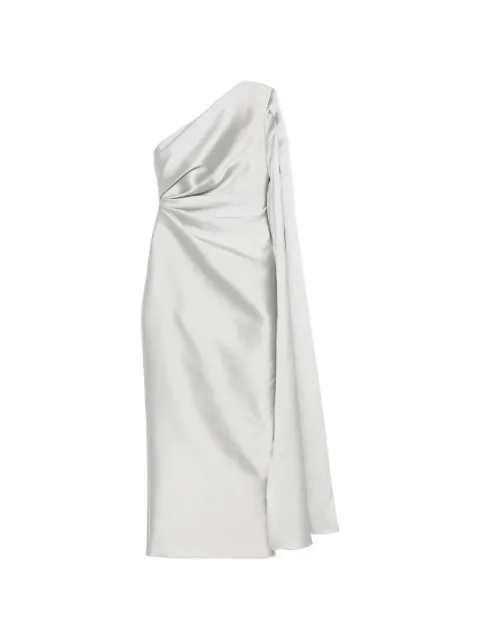 Solace London one-shoulder cape-detail maxi dress Silver OS49006PLATINUM