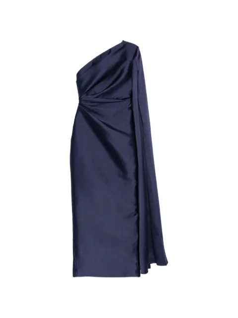 Solace London Veya one-shoulder cape-detail maxi dress Blue OS49006