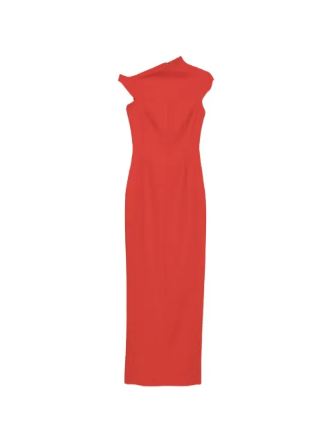 Solace London Arion high-neck cap-sleeve maxi dress Orange OS49022