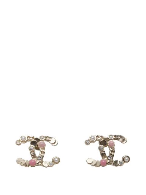 CHANEL Pre-Owned 2019 CC Gold Plated Faux Pearl Strass Bullet Back Earrings costume earrings Gold FW6852PVZC5KHDE0