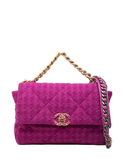 CHANEL Pre-Owned 2019 Large Tweed 19 Flap satchel Purple ZHRN7KYXJKSGFM7B