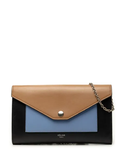 Celine Pre-Owned 2016 Tricolor Leather Pocket Envelope Wallet On Chain crossbody bag Black P87J3HCD4C2GMHZM