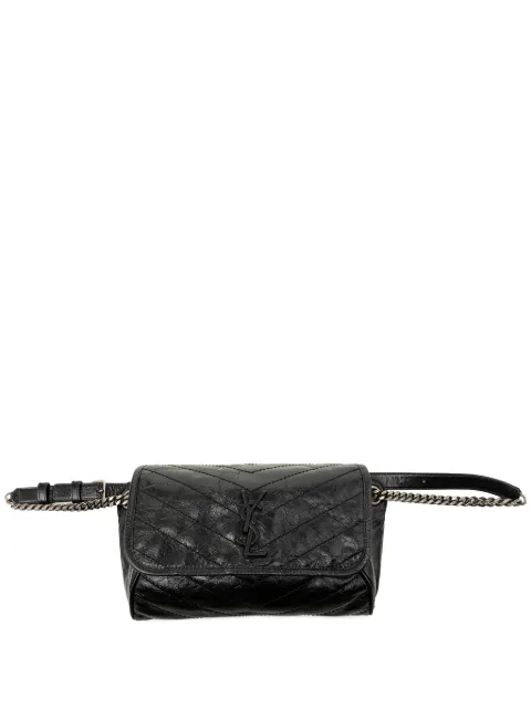 Saint Laurent Pre-Owned 2019 Crinkled Calfskin Monogram Niki belt bag Black GZUAXABXKO12YDMY